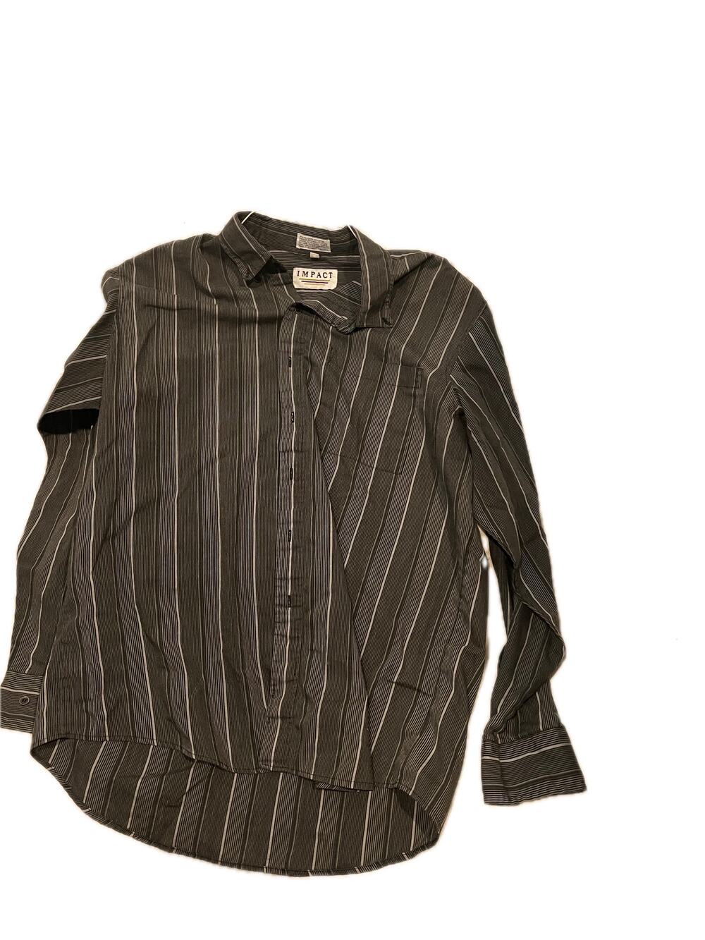 Impact Regular Fit Long Sleeve Stripe Shirt Mens Large Black